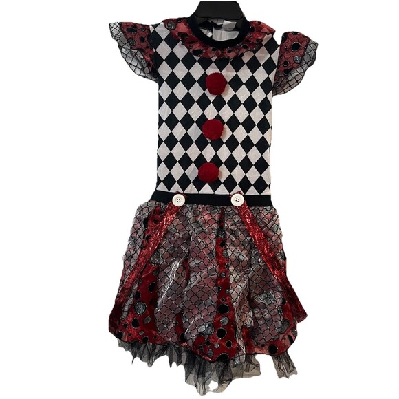 Spirit Halloween Girl's XL Horror Harlequin Costume NWOT Hat Cleaver Tights 2018 - Picture 1 of 16